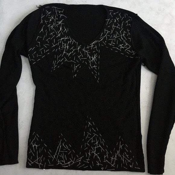 Hand Sewn Black Sparkly Sequin Pullover Sweater - Picture 7 of 10